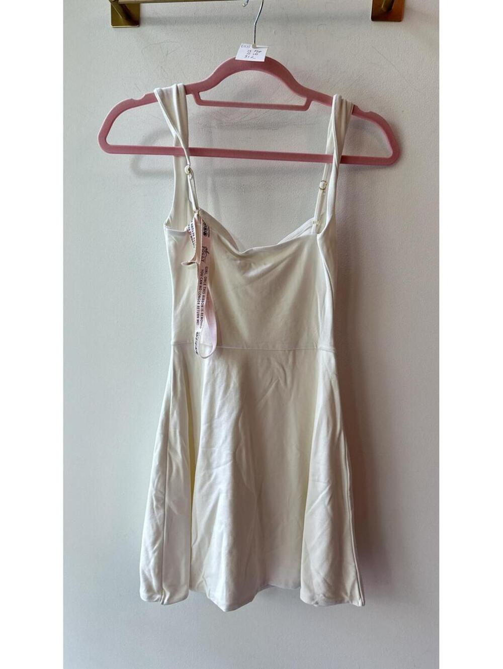 Oh Polly, White Modal Cowl Neck Mini Dress, Size US 2 P2P 13 | 123